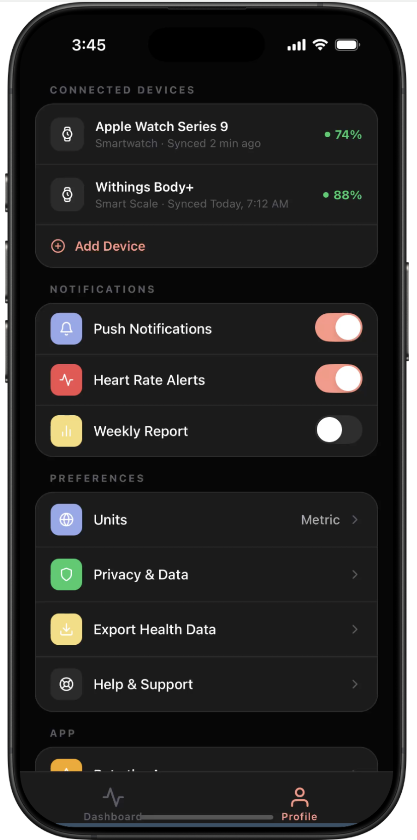 Personal Health Dashboard — screen 4