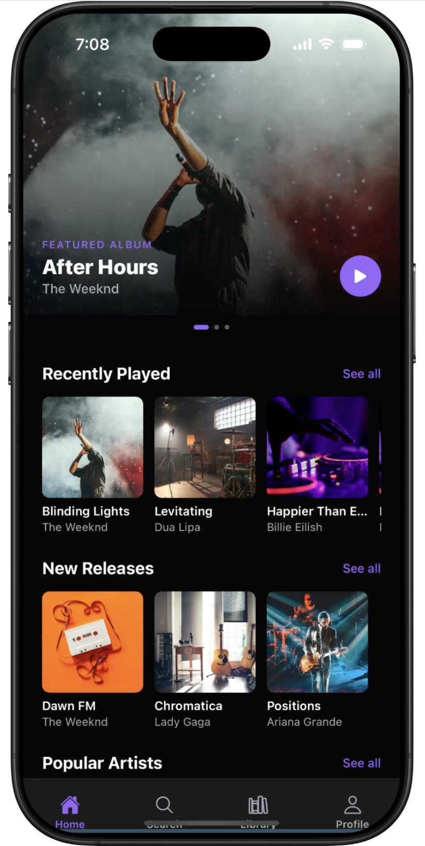 MusicStream — screen 1