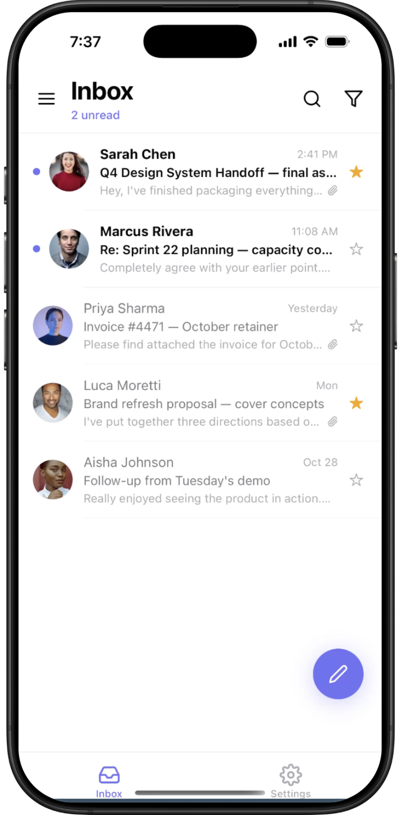 SwiftMail — screen 1