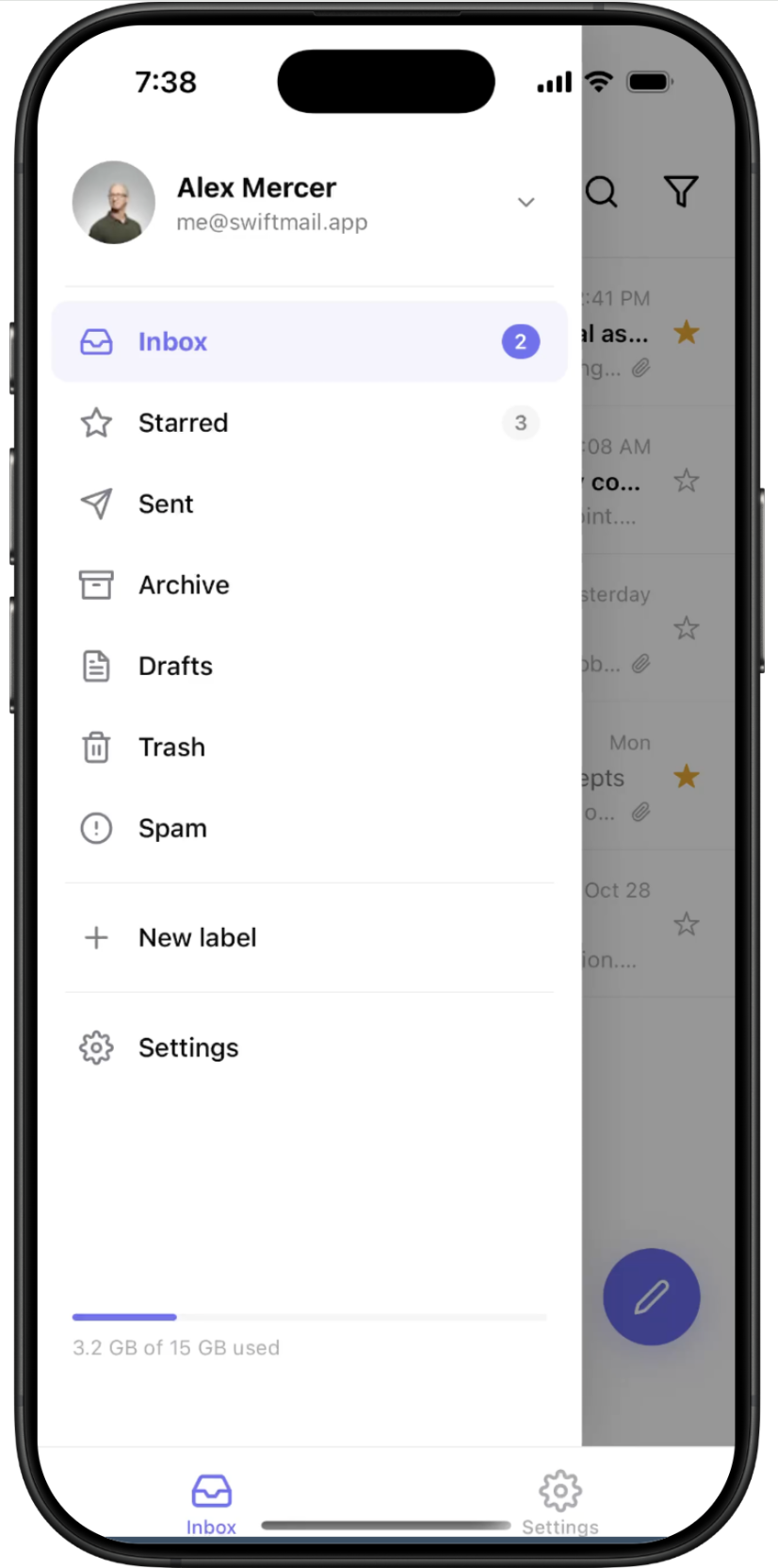 SwiftMail — screen 2