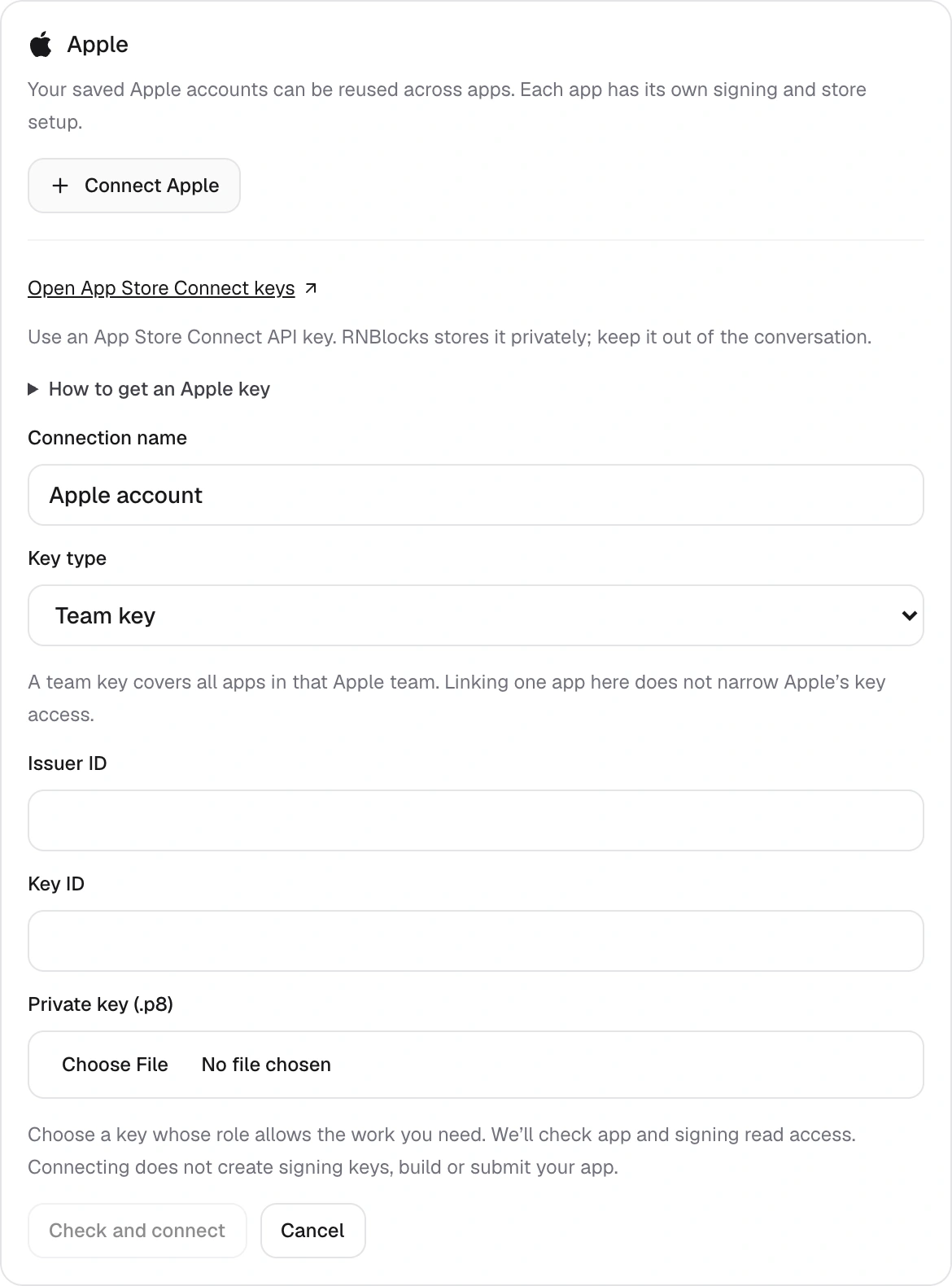 Connect the Apple account that should own the release.