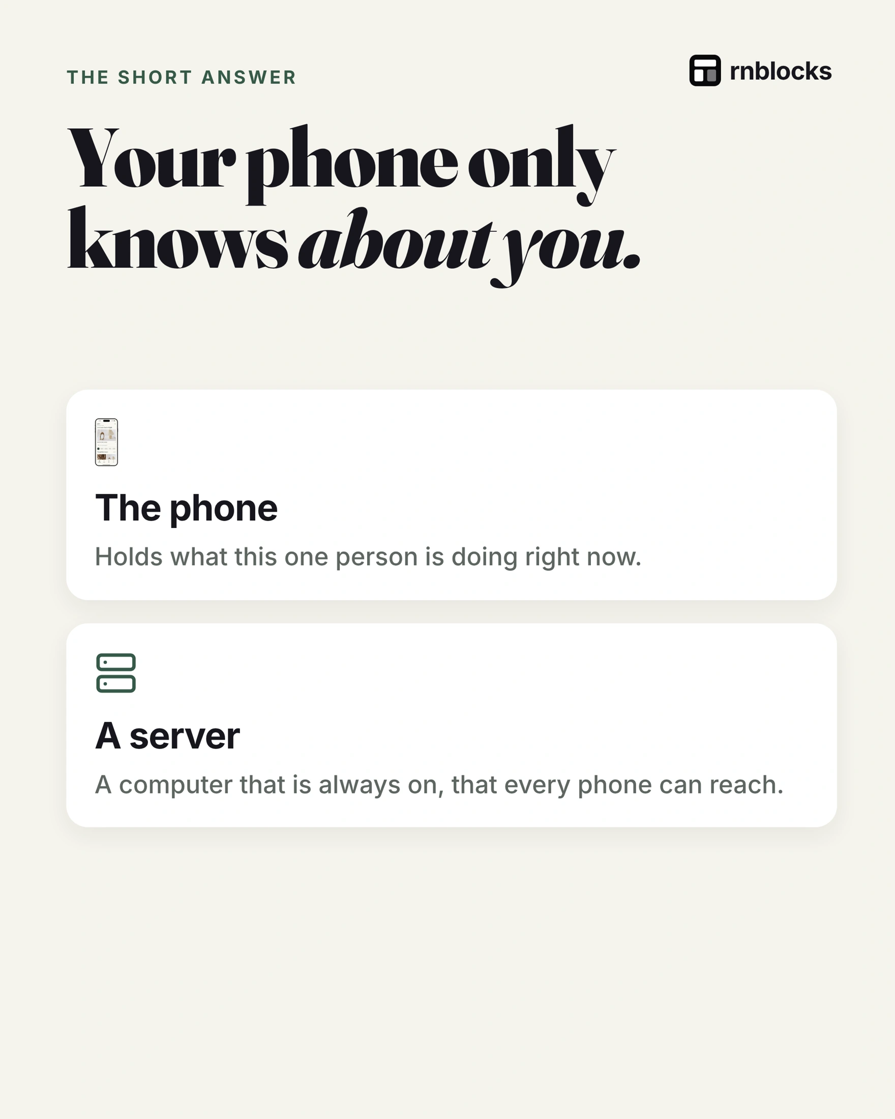 Shared data and background work can require a service beyond the phone.