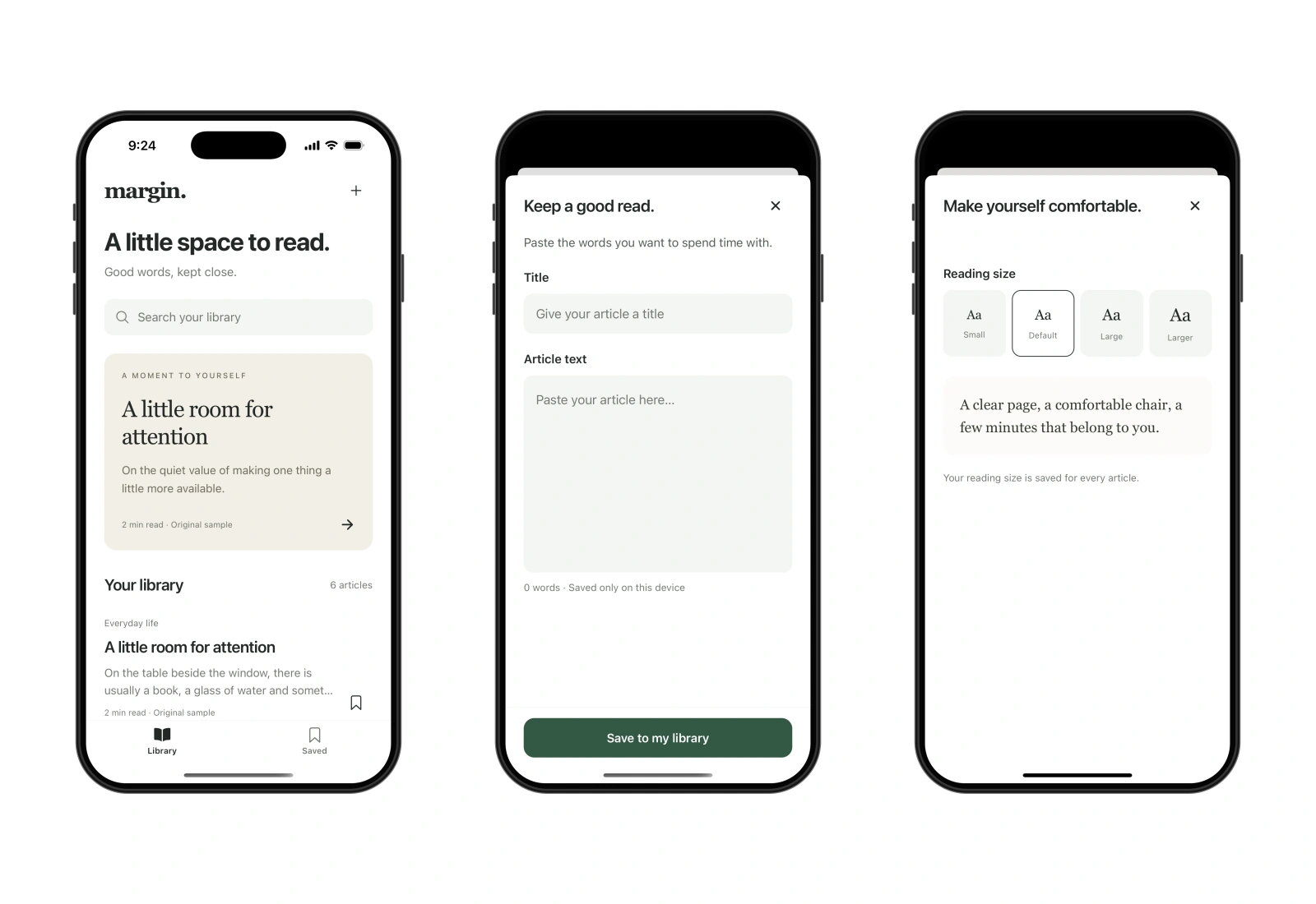 Actual Margin app example screens.