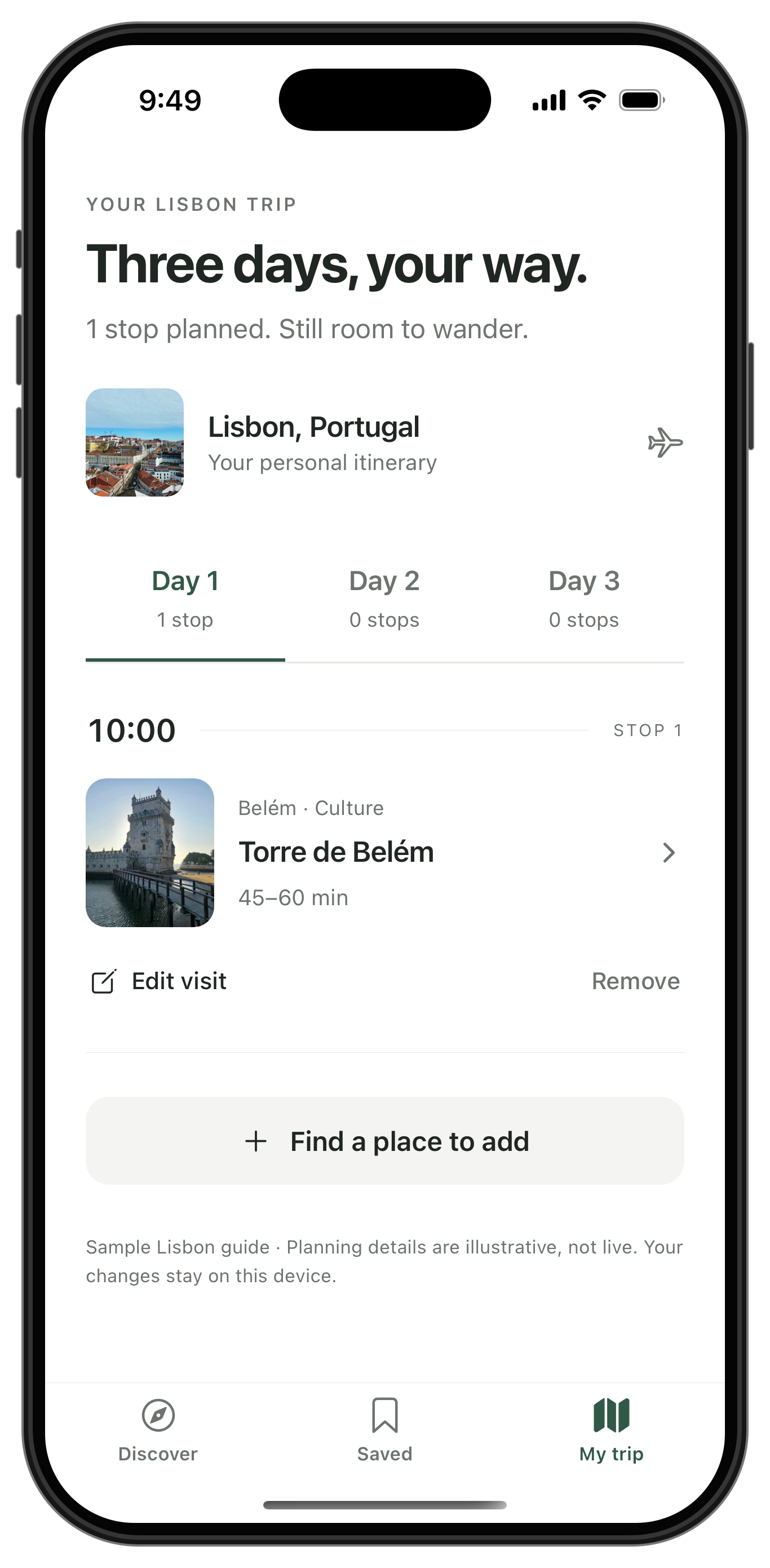 Build a Travel Itinerary Planner App, app screenshot 4